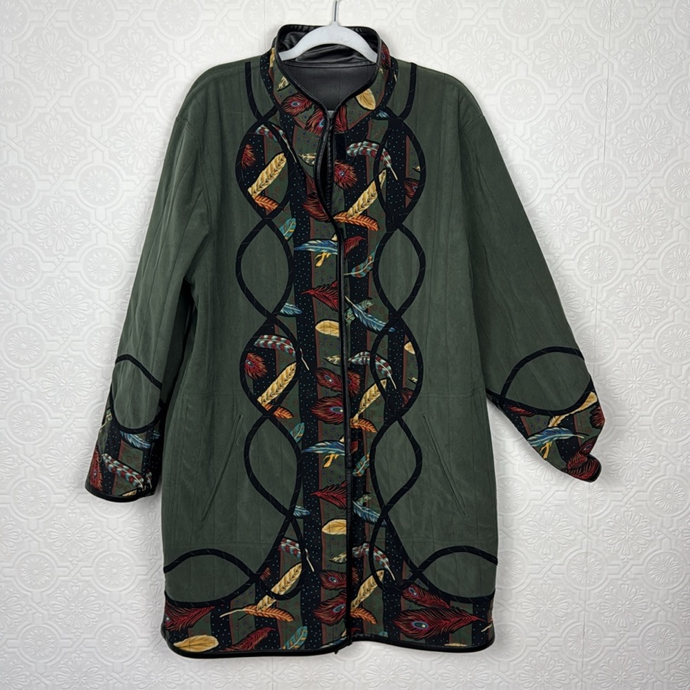 Koos Of Course! Reversible Jacket Leather Black Fall Autumn Green Artsy Large